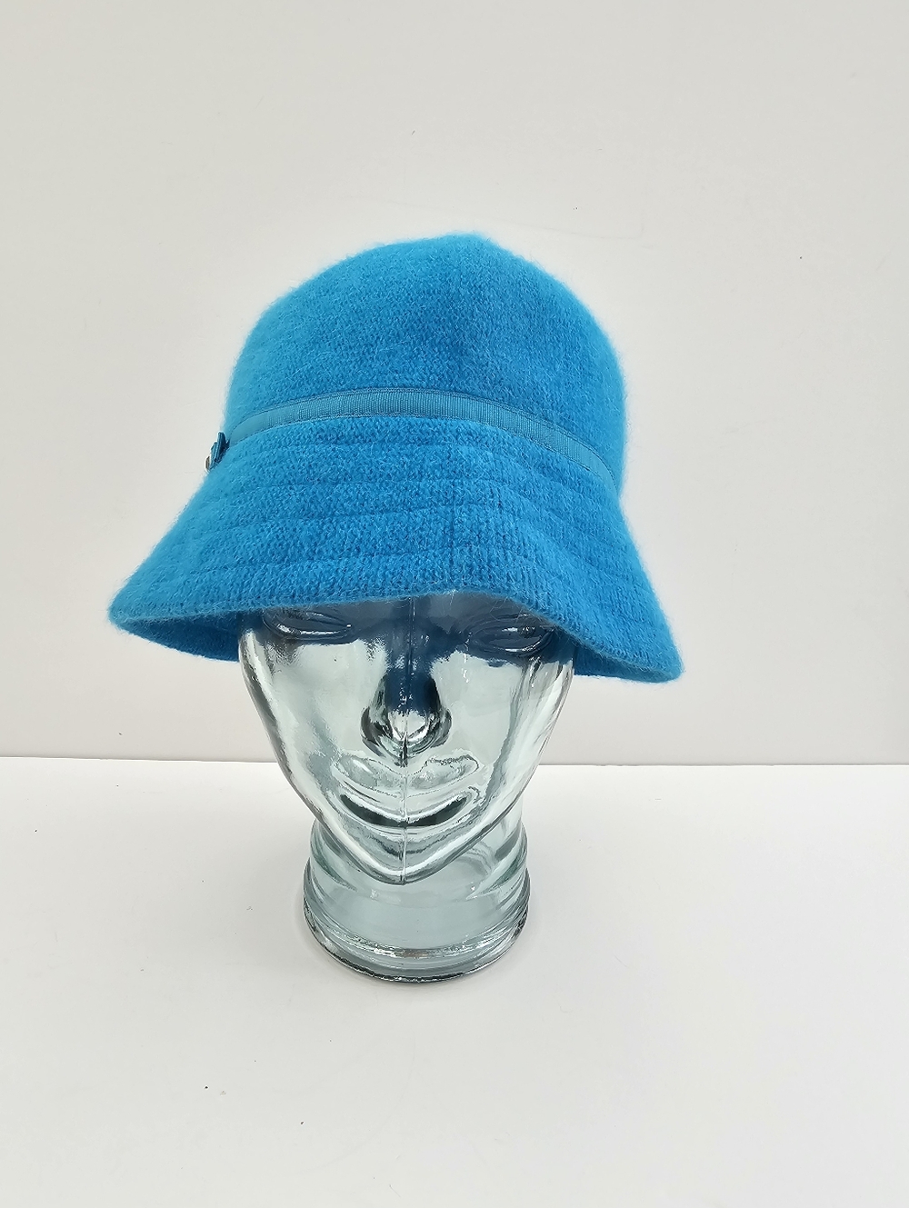 GAP Turquoise Blue Angora Blend Cloche Bucket Hat - Rhinestone Accent - S/M